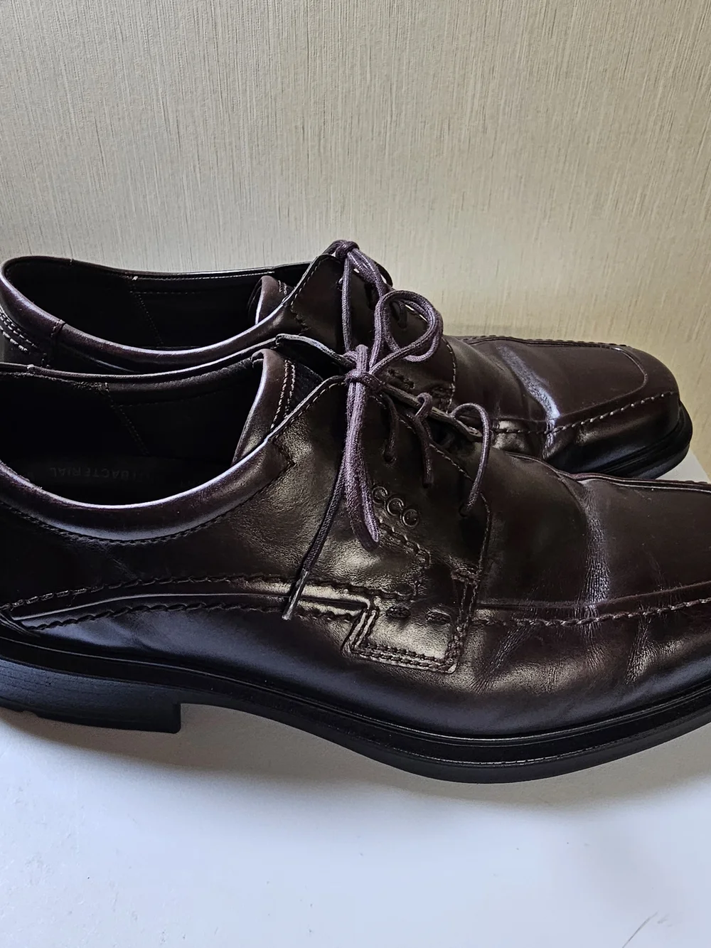 ECCO Men's Brown Leather Oxford Dress Shoes EU 45 US 11-11.5 Lace Up Comfort